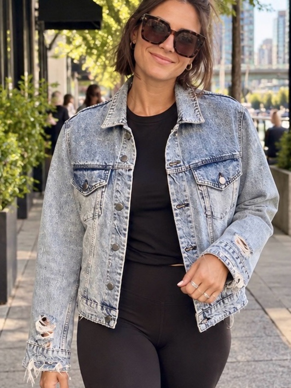 Cheap Monday Distressed Denim Jacket | Size Large